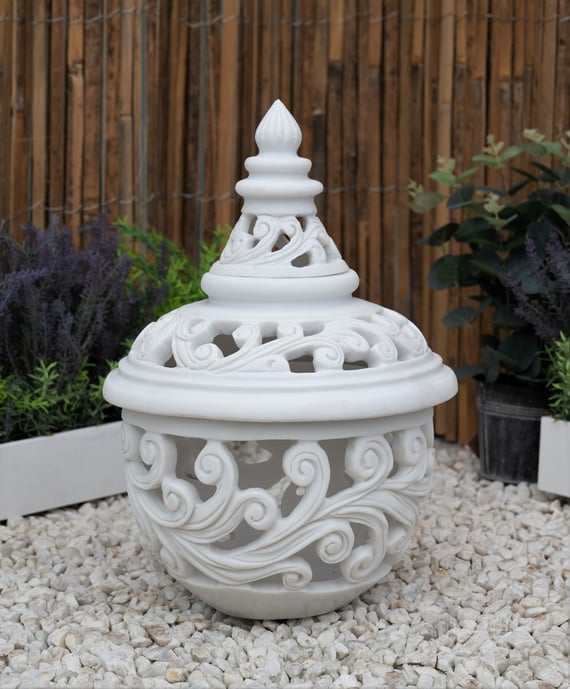 Garden Lantern Garden Ornament in White