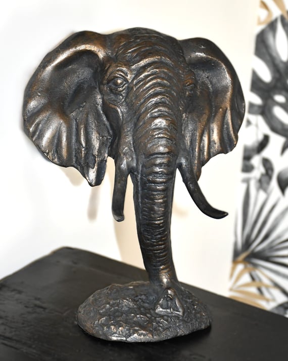 Elephant Head Metal Garden Ornament       