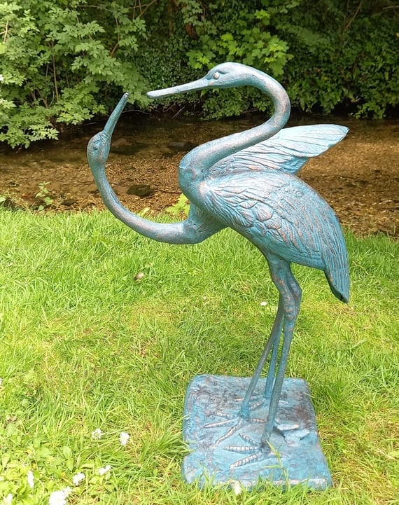 Love Cranes Bronzed Garden Ornaments Medium