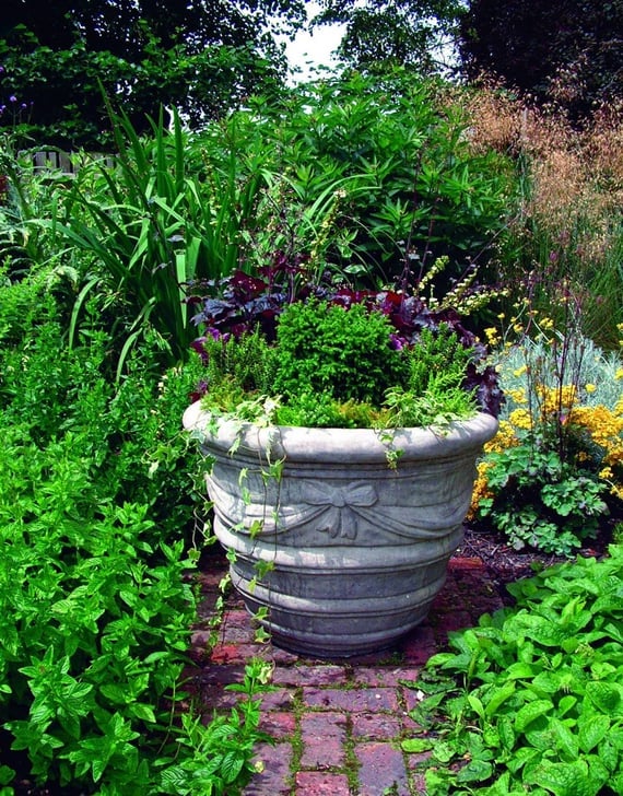 Large Draped Stone Garden Vase