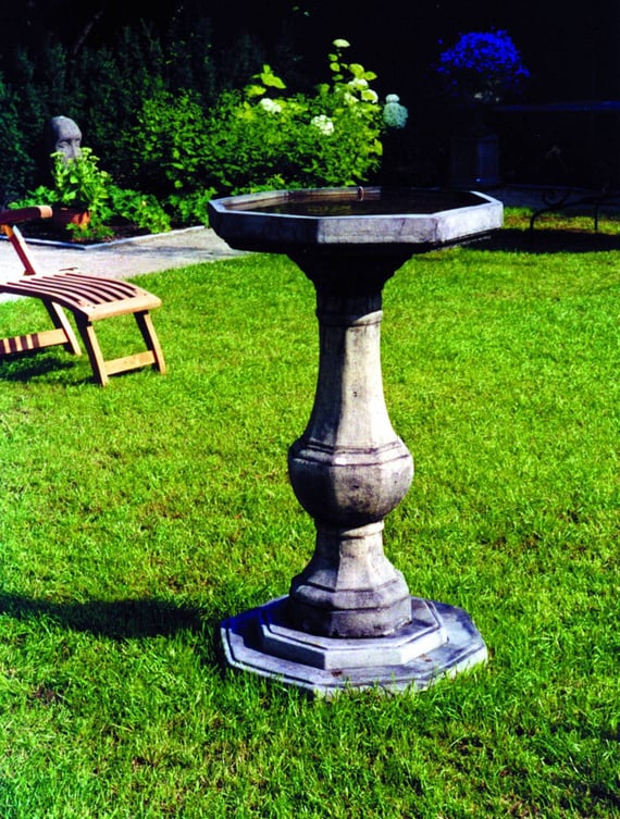 Plain Pedestal Stone Birdbath