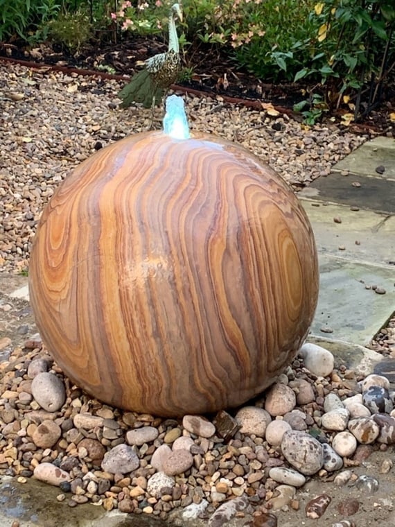Large Rainbow Sandstone Sphere Water Feature