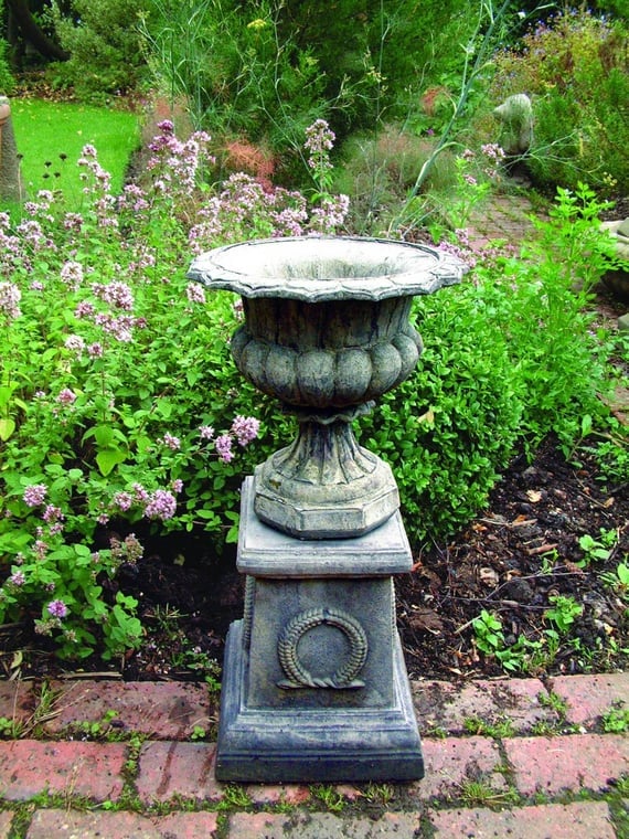 Vienna Laurel Motif Stone Garden Pedestal