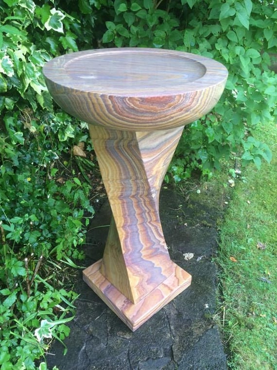 Twisted Column Rainbow Sandstone Birdbath Large