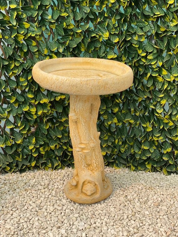 Fox Birdbath in Sandstone