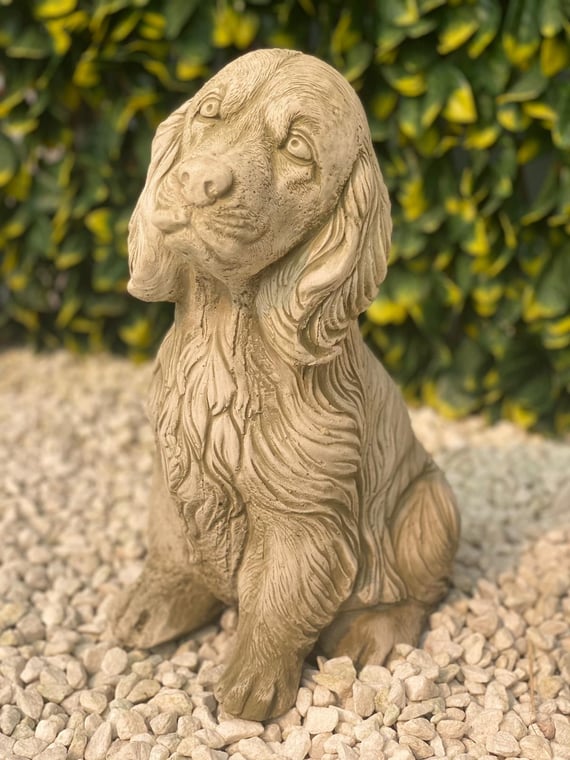 Loyal Spaniel Garden Ornament in Stone