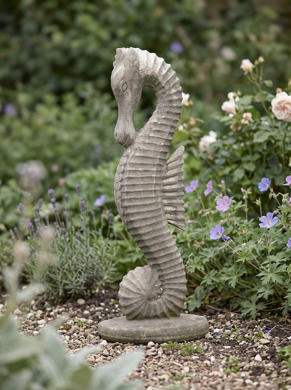 Stone Seahorse Statue