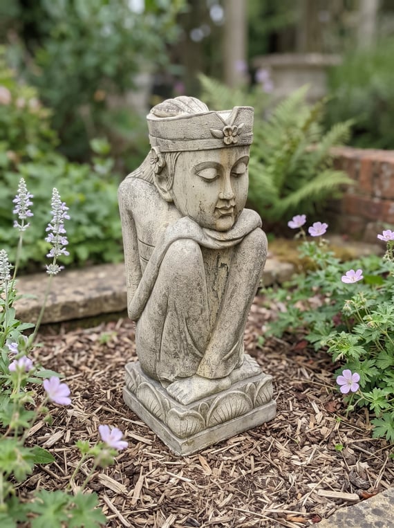 Lotus Deity Stone Statue