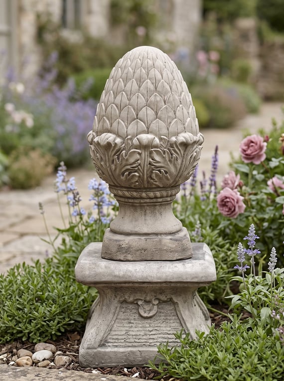 Medium Fir Cone Stone Garden Finial