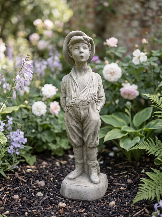 Whistling Urchin Garden Statue