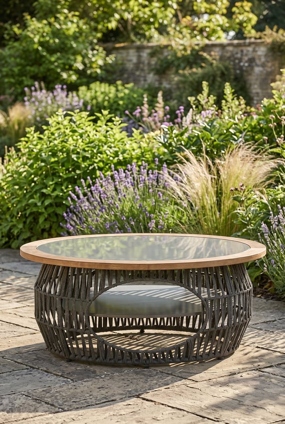 Opus Grey Woven Rope and Stone Coffee Table