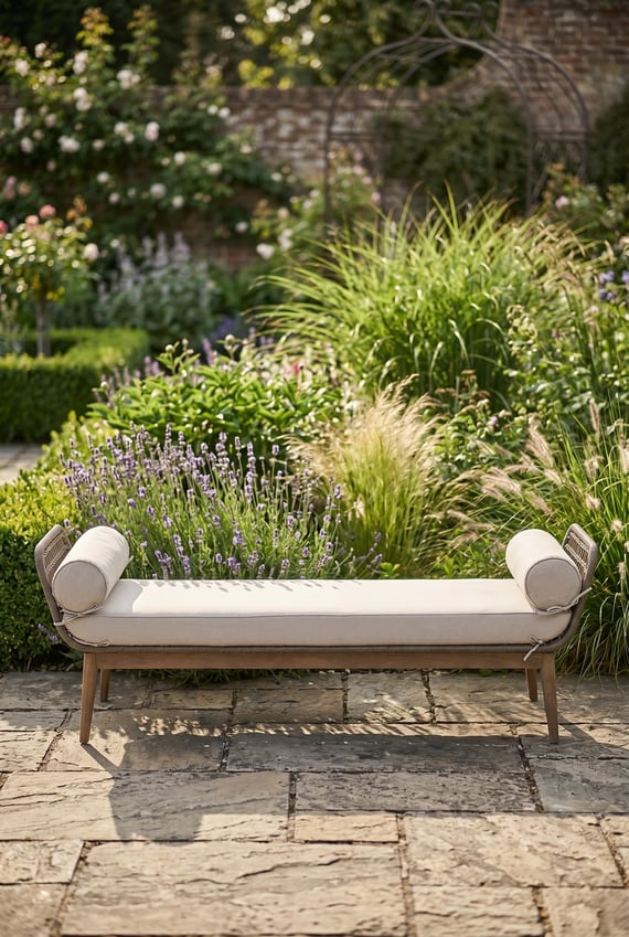 Opus Rope Woven Longue Bench with Cushions