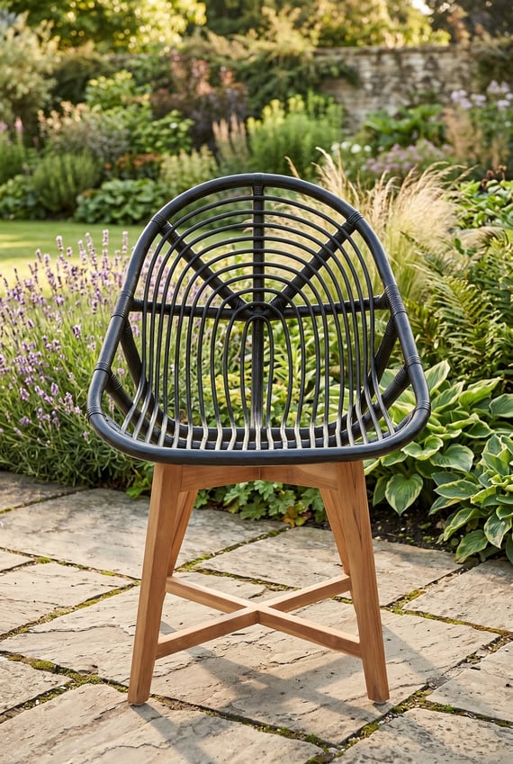 Manado Black Natural Rattan And Teak Chair