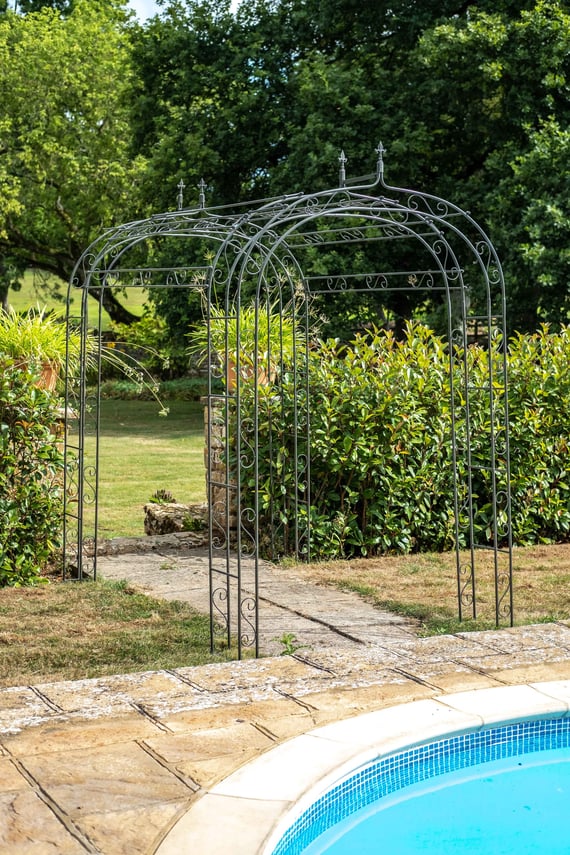 Parisienne Metal Garden Tunnel in Lead Grey