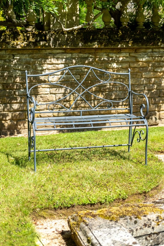 Victoria Grey Metal Garden Bench