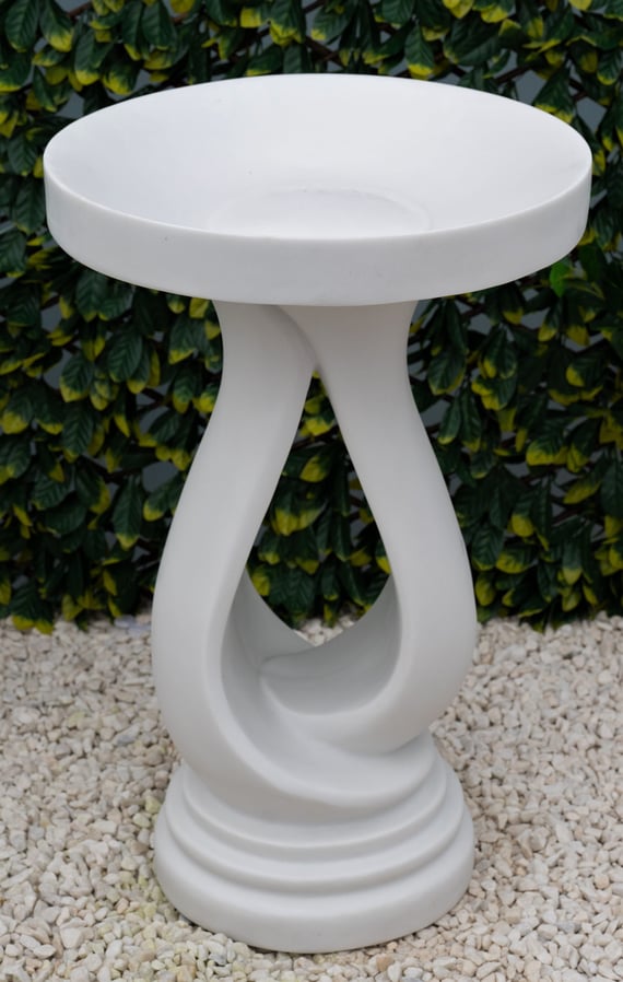 Looping Stone Birdbath in White