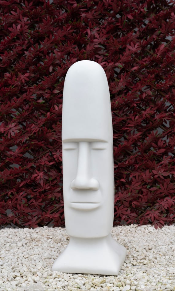 Easter Island Garden Statue in White