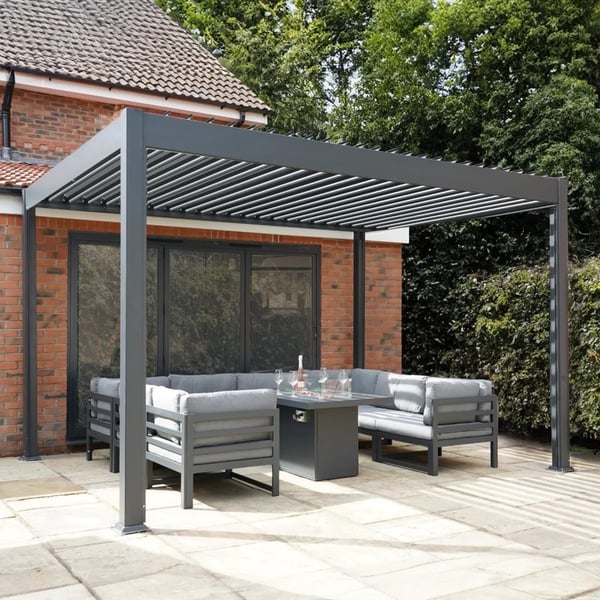 Lichfield 3m x 3m aluminium garden pergola with a louvred roof