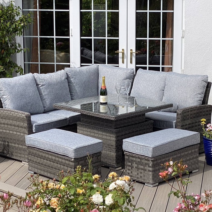 Lichfield Campania Casual Square Rattan Sofa Set with Adjustable Table