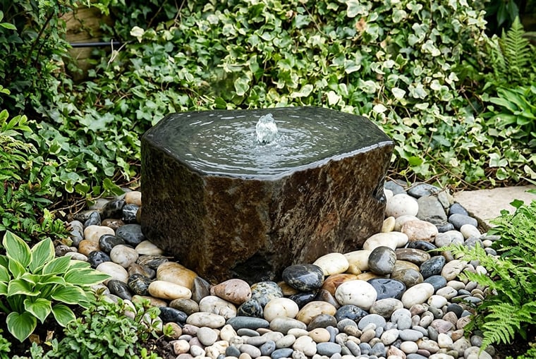 Babbling basalt column water feature with a steady gentle flow