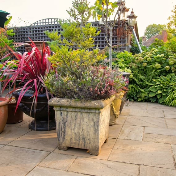 Grand Square stone garden planter with deep planting well