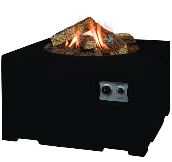 Happy Cocooning 60cm black gas fire pit bowl with clean flame and no smoke