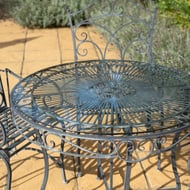 Heritage 5 Piece Metal Garden Dining Set Glass Table