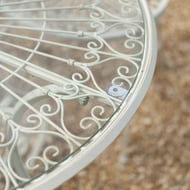 Blaydon Cream Metal Bistro Set Glass Table Top