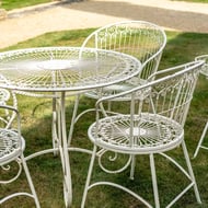 Blaydon Cream Garden Dining Set Glass Table Top