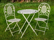 Yoxford Metal Garden Bistro Set Cream