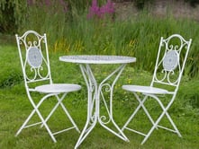 Rhone Metal Bistro Set with Mosaic Pattern White