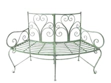 Hawkeshead Curved Green Metal Bench