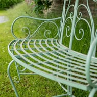 Hawkeshead Curved Metal Bench in Green