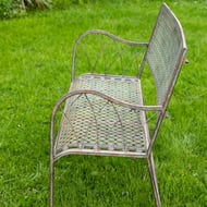 Calne Antiqued Green Metal Garden Bench