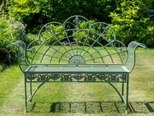 Dove Tail Antique Green Metal Garden Bench