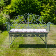 Dove Tail Metal Garden Bench in Antique Green