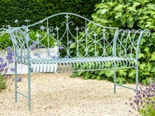 Yalding Antiqued Blue Metal Garden Bench