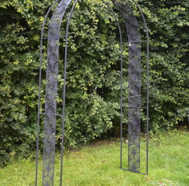 Streamline Moderne Metal Garden Arch in Umber