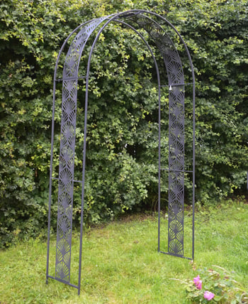 Streamline Moderne Metal Garden Arch in Umber