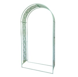 Streamline Moderne Metal Garden Arch in Sage Green