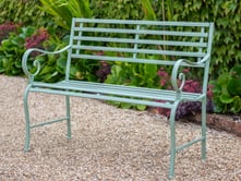 Traditional Slated Metal Garden Bench Green