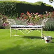 Longhope Cream Metal Garden Bench Seat