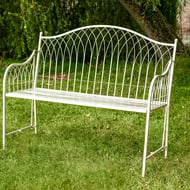 Baroque Cream Metal Garden Bench