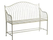 Baroque Metal Garden Bench Cream