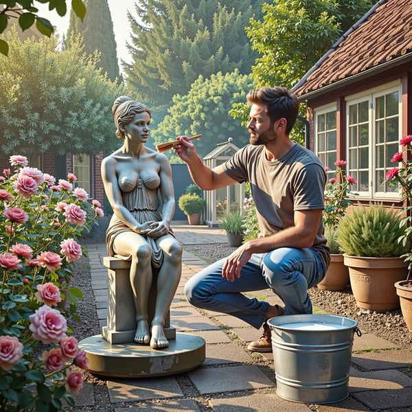 how to clean stone garden statues