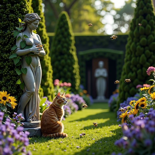 Stone garden Ornament in UK Garden