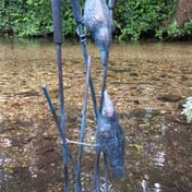 Birds on Reeds Bronzed Garden Statue