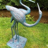 Love Cranes Bronzed Garden Statue Large