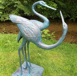 Love Cranes Bronzed Garden Ornaments Small