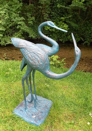 Love Cranes Bronzed Garden Ornaments Small